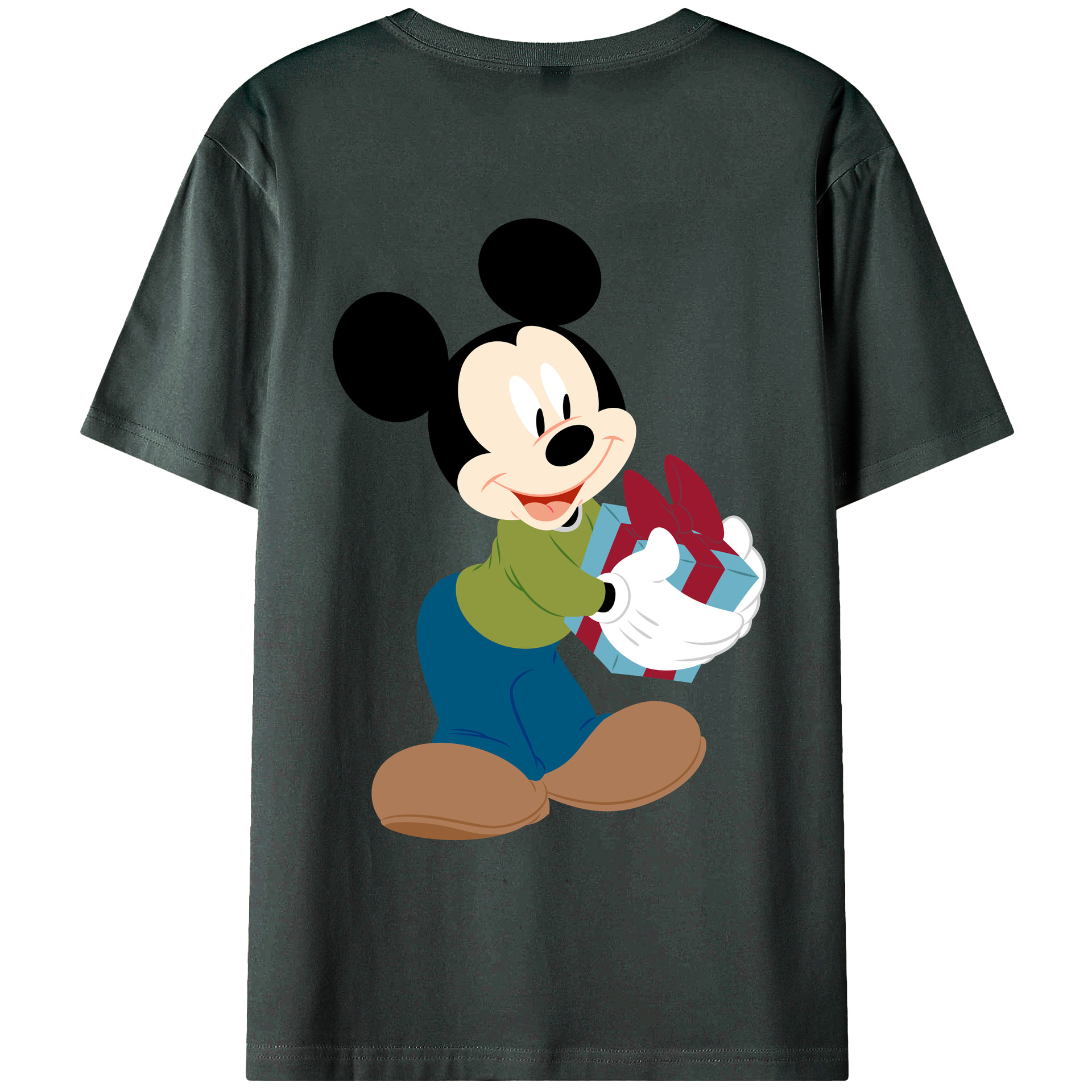 ミッキーマウス Mickey Mouse 綿100％ メンズ半袖Tシャツ（バックプリント） 通気性
